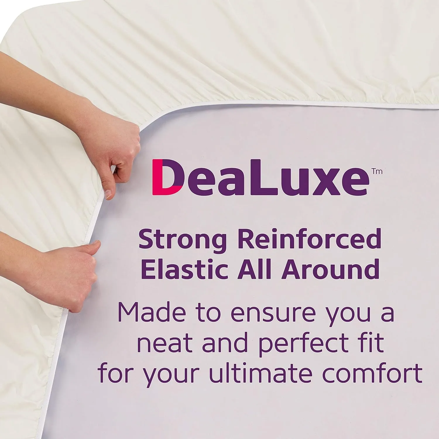 DeaLuxe Cal King Fitted Sheet Only Deep Pocket - 17in - 21in Inch   Extra Deep Pocket Only - 1 Fitted Sheet with Deep Pockets for Pillowtop Mattress - California King Size - Ivory (Off White)