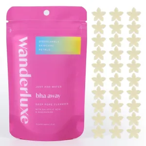 Deep Pore Cleanser, Dissolvable Skincare Petals, Skin Care Set for Travel, BHA Away Cleanser Petals with Salicylic Acid