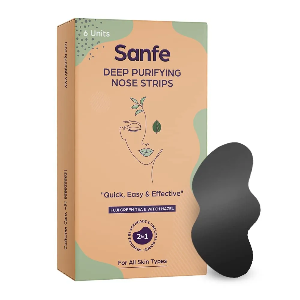Deep Purifying Nose Strips for Women - Pack of 6 with Fuji Green Tea & Witch Hazel Extracts | Removes Whiteheads | Blackheads and Cleanses Pores | Use on Nose