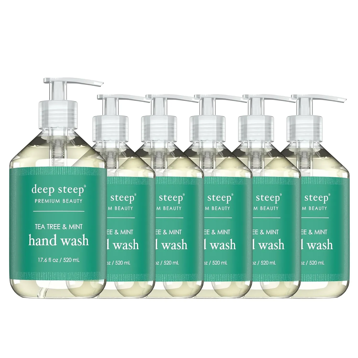Deep Steep Liquid Hand Wash 17.6oz (Pack of 6) (Tea Tree & Mint)