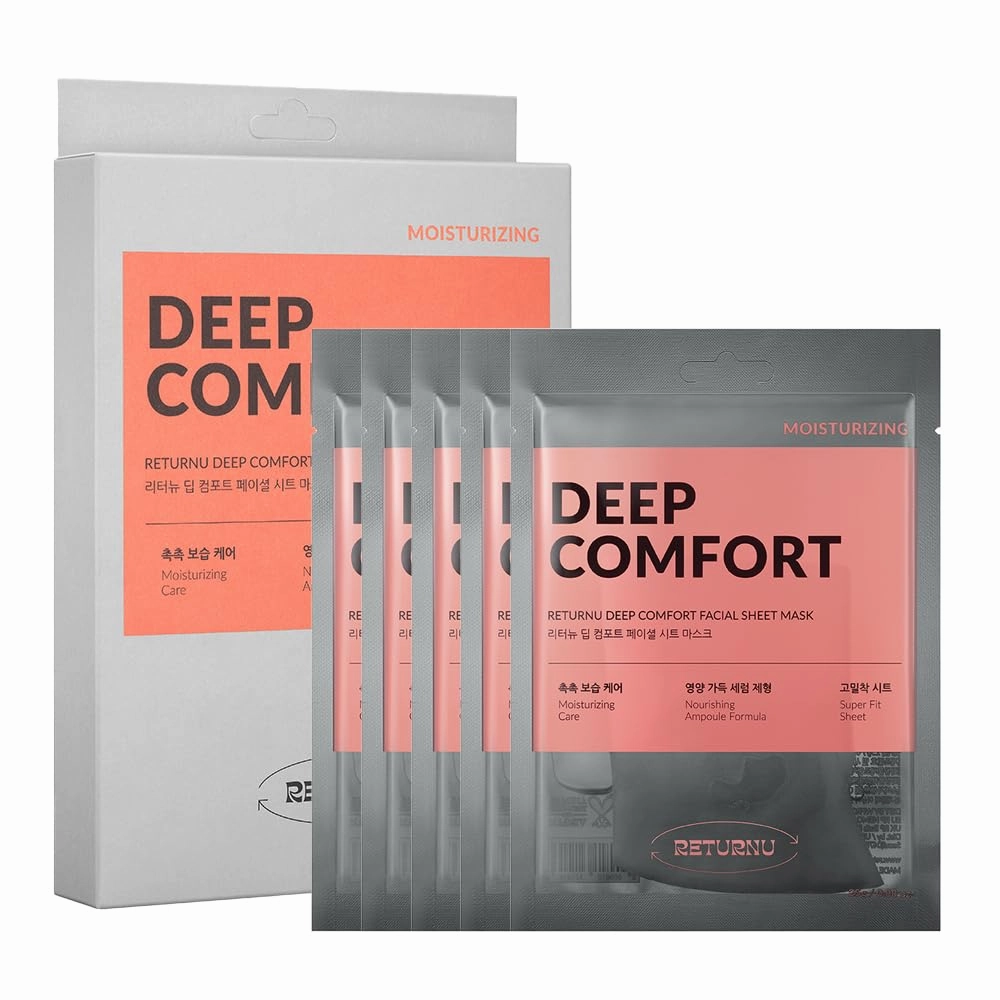 Deep Comfort Facial Sheet Mask, Hydrating & Soothing Barrier Care with Birch Tree Sap, Panthenol & Vegan Ceramide, Korean Skincare for Sensitive Skin, Vegan & Cruelty-Free (25g / 0.88 fl. oz) x 5ea