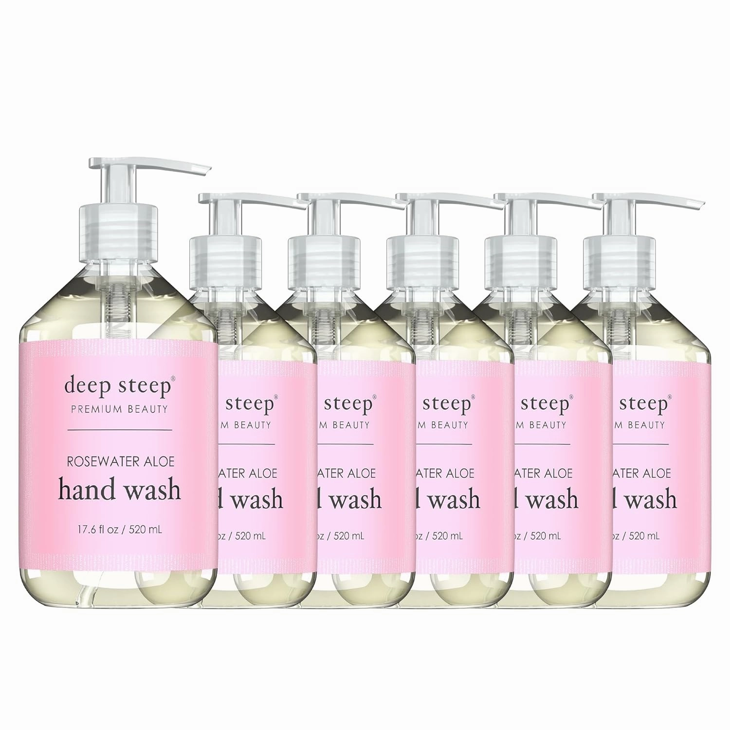 Deep Steep Liquid Hand Wash 17.6oz (Pack of 6) (Rosewater Aloe)