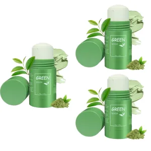 DermaEase Green Tea Deep Cleanse Mask Stick, Green Tea Face Mask for Face, Deep Cleanse Stick Clay, For Purifying, Moisturizing, Shrink Blackheads for Men Women All Skin Types (3PCS)
