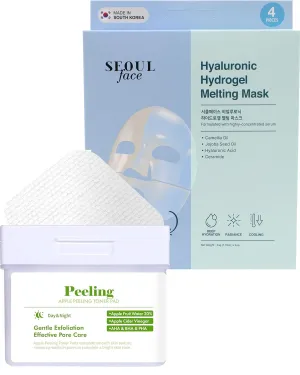 DERMAL Apple Peeling Toner Pad, 80 pads   Hyaluronic Hydrogel Melting Jelly Gel Mask 4 ea Bundle