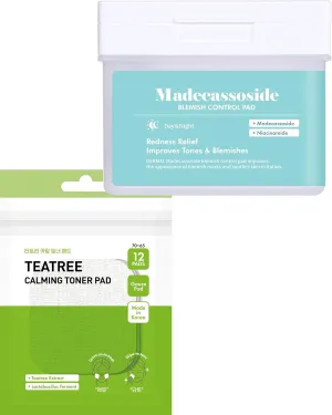 DERMAL Teatree Calming Toner Pad Travel Kit   Madecassoside Blemish Control Pad Bundle