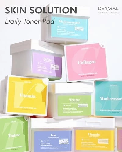 DERMAL Teatree Calming Toner Pad - Korean Toner Pad for Calming & Acne Improvement with Zinc PCA - Vegan Gauze Tencel Square Pads - High Capacity, 120 Sheets