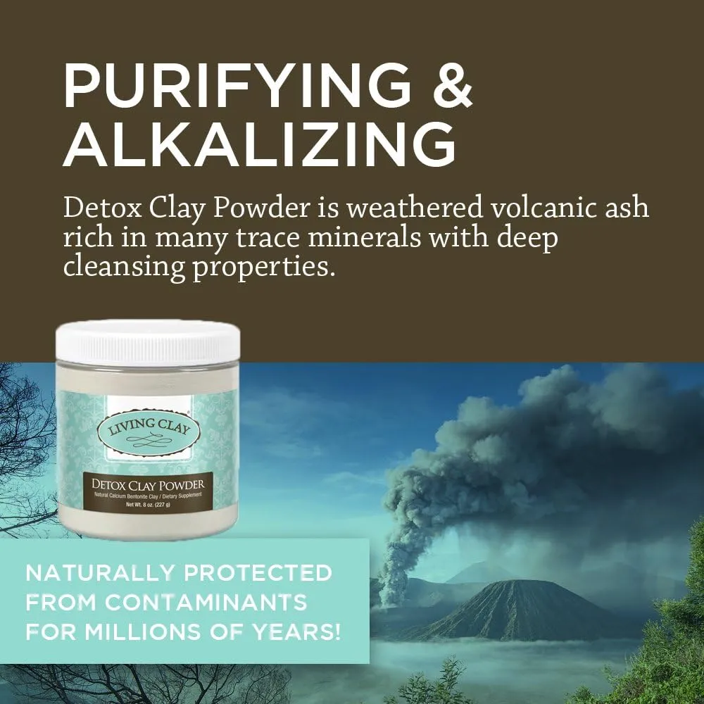 Detox Clay Powder | All-Natural Bentonite Calcium Clay for Internal & External Deep Cleansing | Perfect for Mask, Bath or Wrap | 8 oz