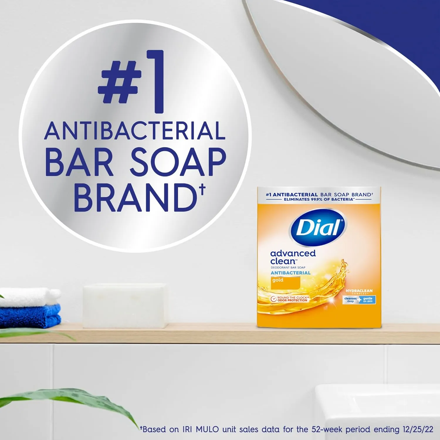 Dial Antibacterial Deodorant Bar Soap, Advanced Clean, Gold, 4 Oz, 32 Bars