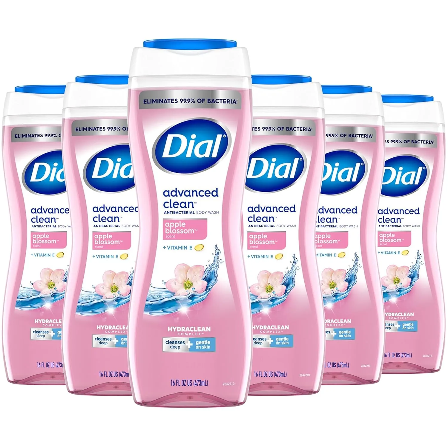 Dial Body Wash, 6 Pack, Apple Blossom Scent, Hydrating and Moisturizing Deep Cleaning Women's Body Wash with Vitamin E for Dry Skin, 16 oz. Each