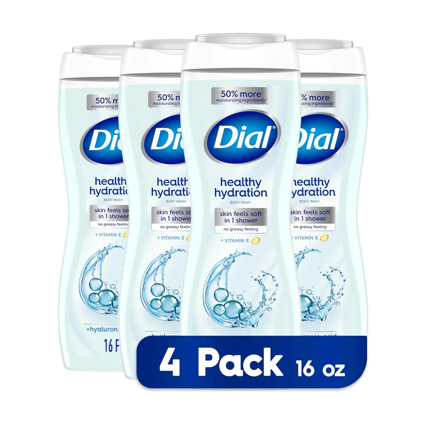 Dial Body Wash, Healthy Hydration, 16 fl oz (Pack of 4)