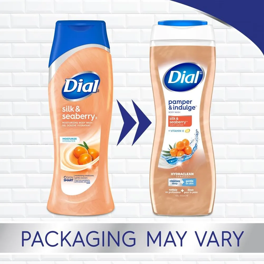 Dial Body Wash, Pamper & Indulge, Silk & Seaberry, 21 fl oz, Pack of 4