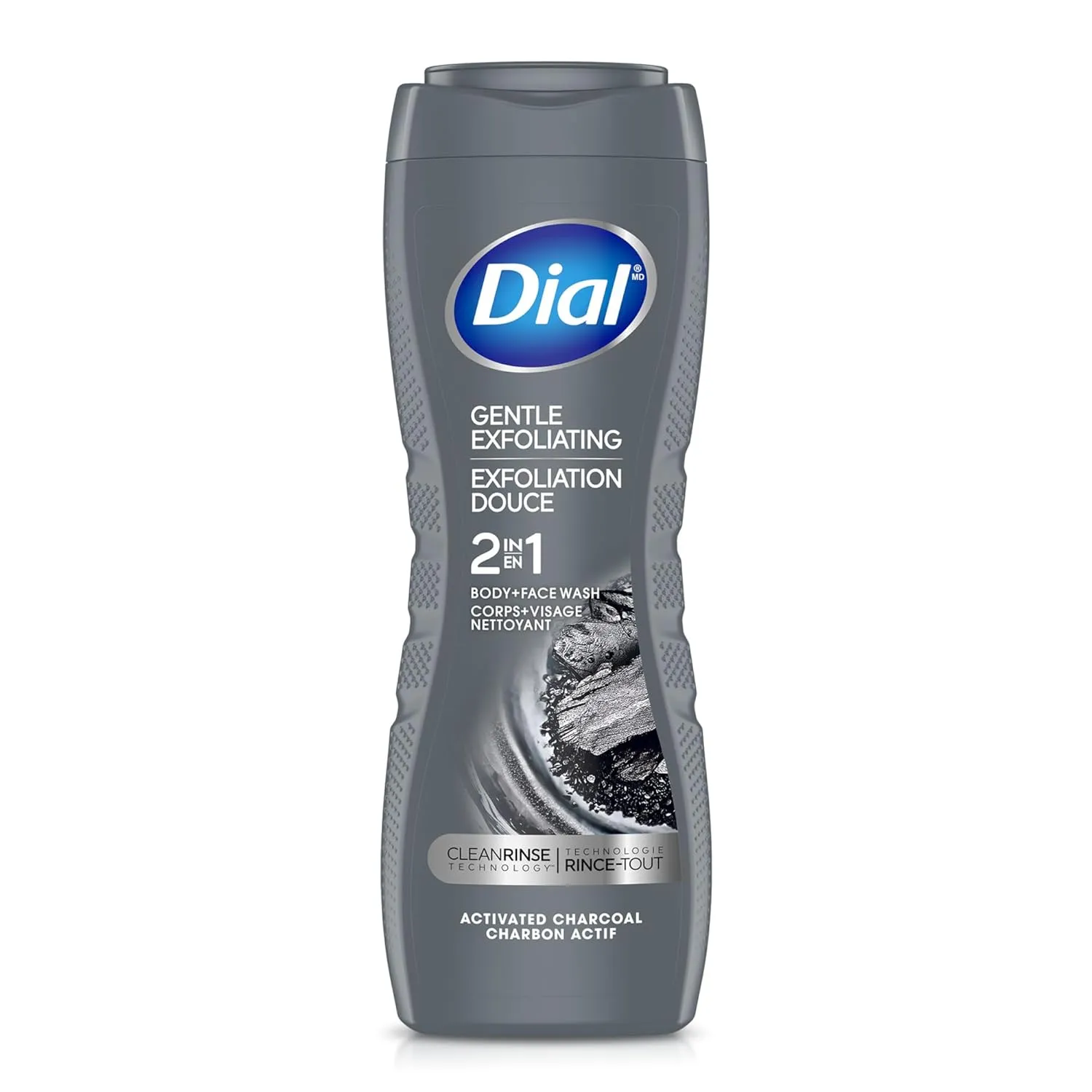 Dial Men, 2 in 1, Body and Face Wash, Gentle Exfoliating, Activated Charcoal, 16 oz (Pack of 4)