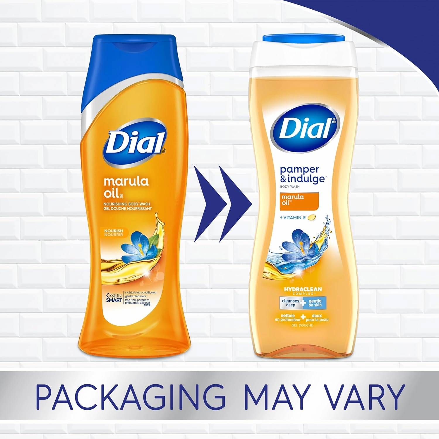 Dial Body Wash, Pamper & Indulge Marula Oil, 16 Fl Oz, (Pack of 4)