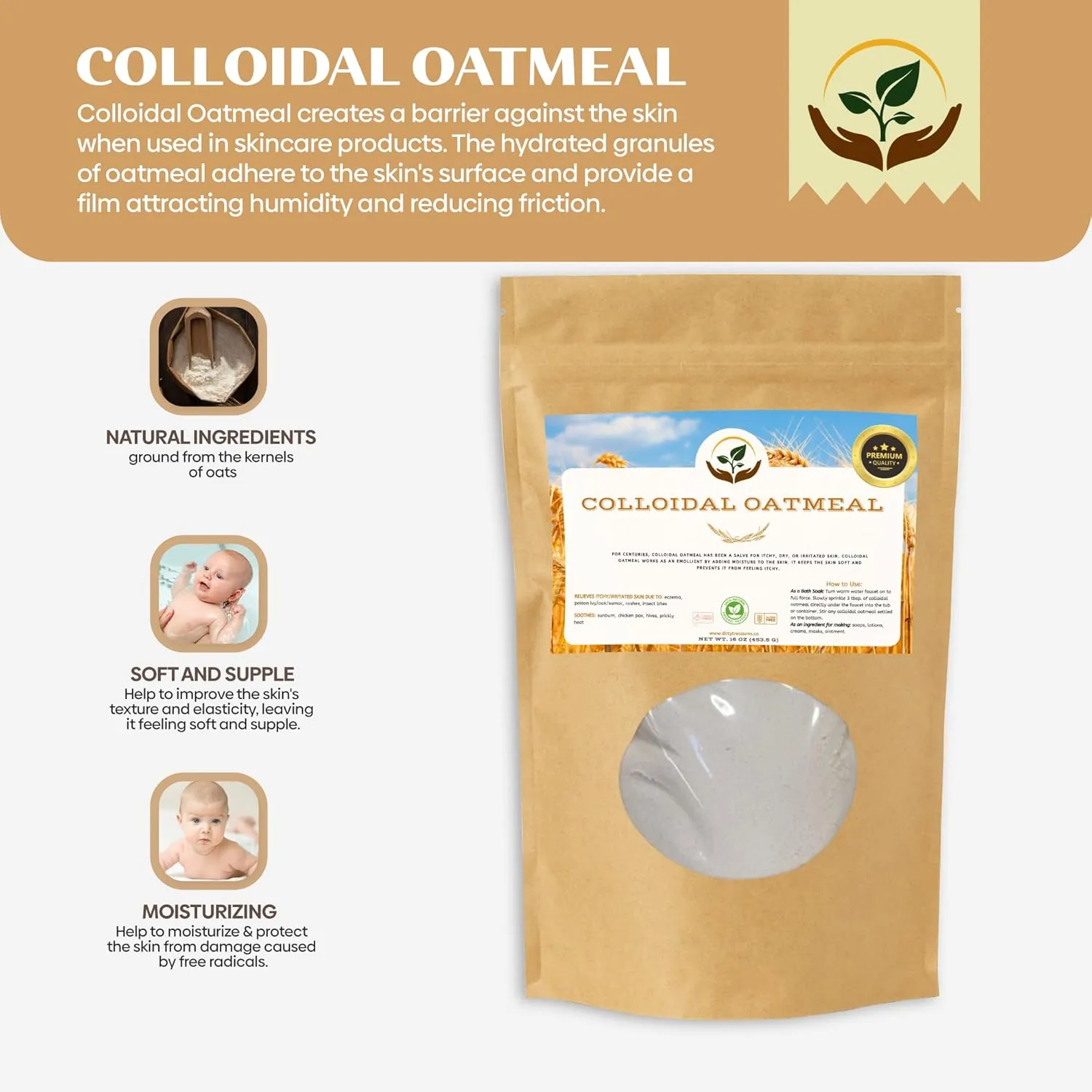 Dirty Treasures Organic Colloidal Oatmeal | Oatmeal Bath & Soap Making | 16oz