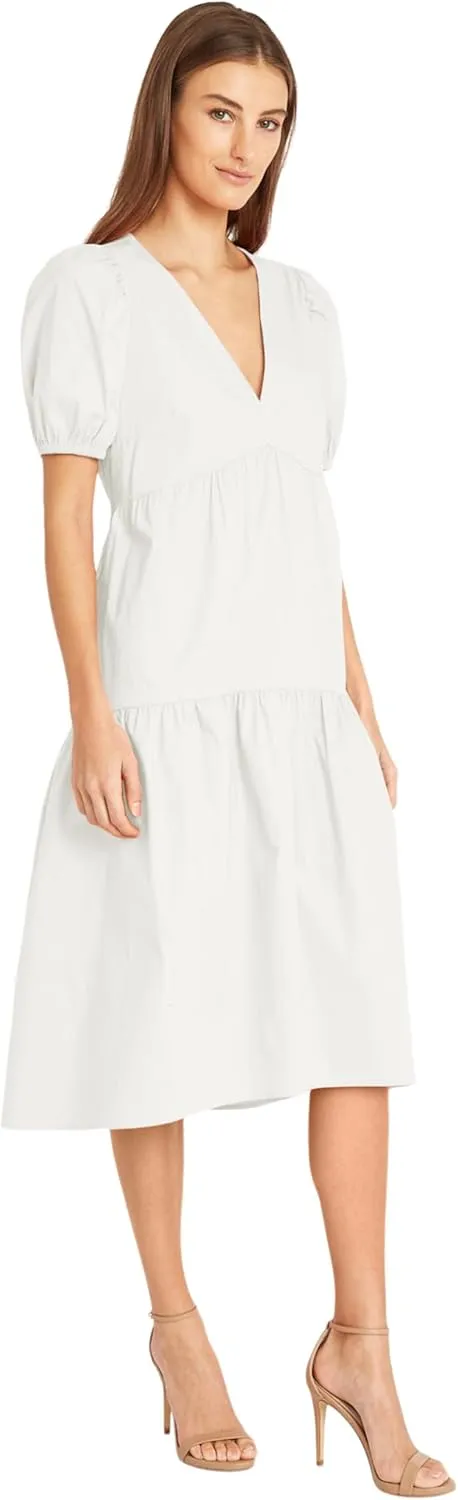 Donna Morgan Women's Deep Ruffle V-Neck Midi Dress