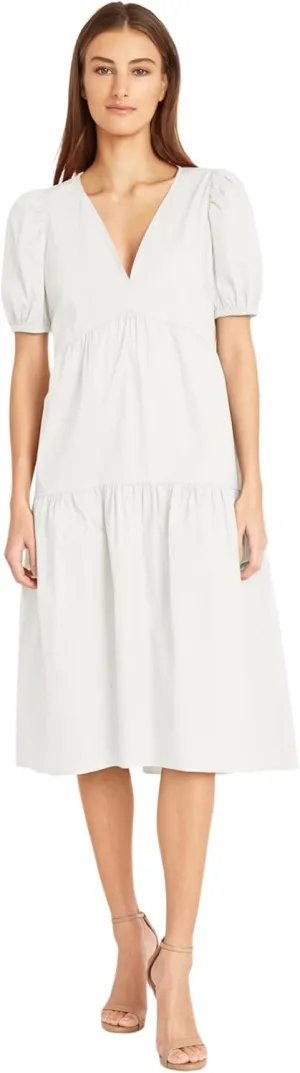Donna Morgan Women's Deep Ruffle V-Neck Midi Dress
