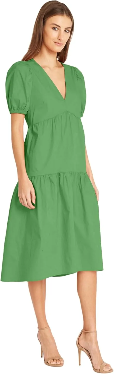Donna Morgan Women's Deep Ruffle V-Neck Midi Dress