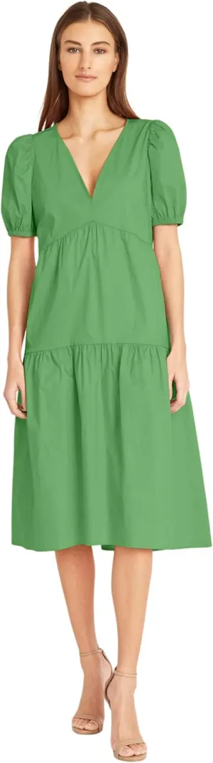 Donna Morgan Women's Deep Ruffle V-Neck Midi Dress