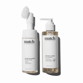 Double Cleanser Duo | Collagen Foam & Deep Pore Cleanser for All Skin Types | Salicylic Acid, Tea Tree & Green Tea | Hydrating & Soothing Face Wash for Removes Dirt, Oil & Makeup