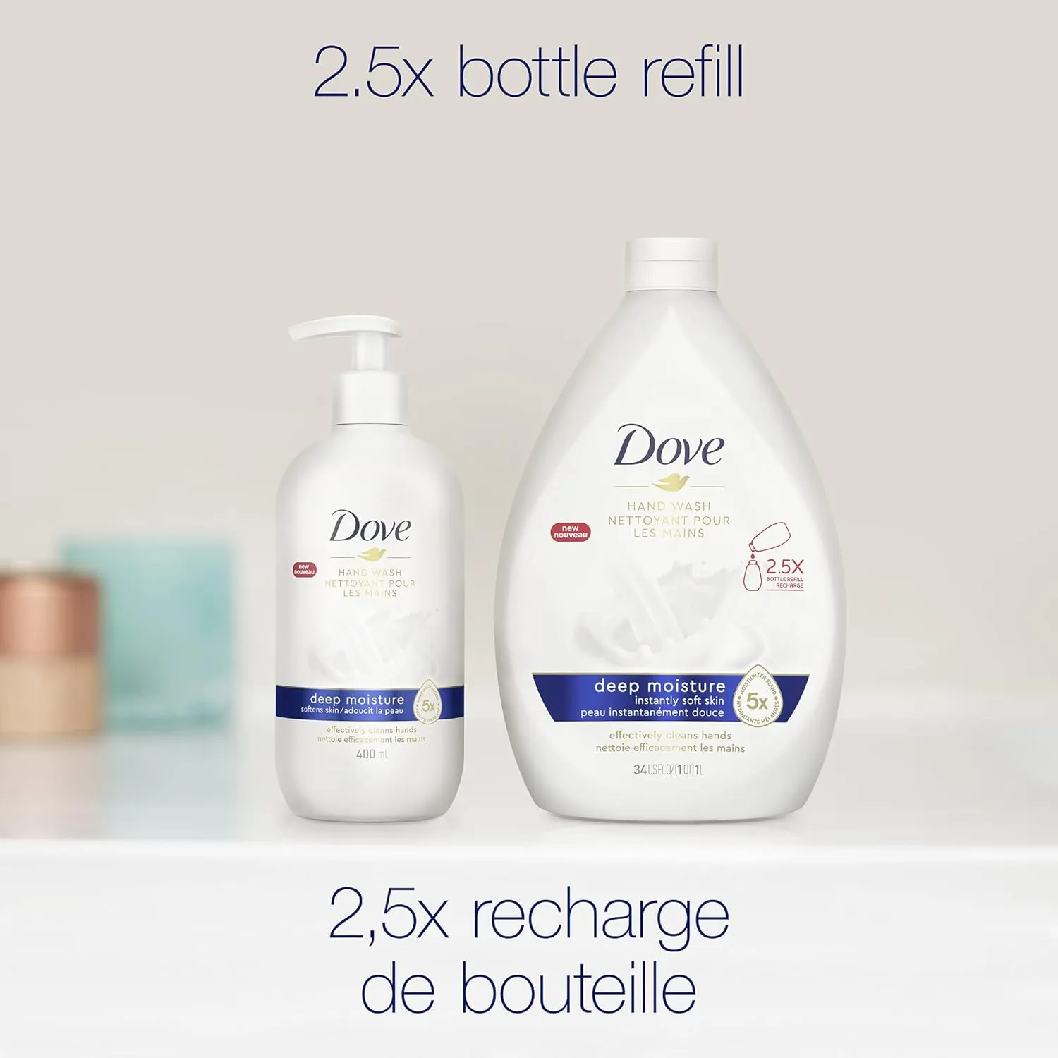 Dove Advanced Care Hand Wash Deep Moisture Pack of 3 for Soft, Smooth Skin More Moisturizers Than The Leading Ordinary Hand Soap, 34 oz