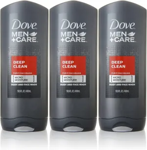 Dove Men Care Body and Face Wash, Deep Clean, 13.5 Ounce (Pack of 3)