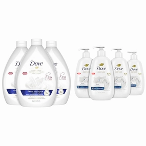 Dove Advanced Care Deep Moisture Hand Wash Pack of 3 for Soft, Smooth Skin More Moisturizers Than The Leading Ordinary Hand Soap, 34 oz and 4 Count 12 oz