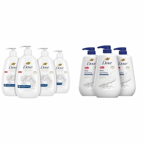 Dove Advanced Care Hand Wash Deep Moisture 4 Count for Soft, Smooth Skin & Body Wash with Pump Deep Moisture For Dry Skin Moisturizing Skin Cleanser