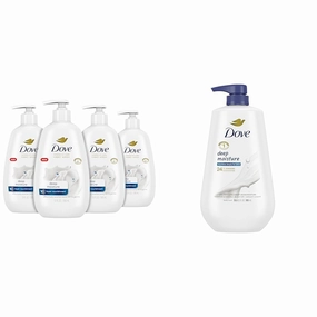 Dove Advanced Care Hand Wash Deep Moisture 4 Count for Soft, Smooth Skin, More Moisturizers & Body Wash with Pump Deep Moisture For Dry Skin Moisturizing Skin Cleanser