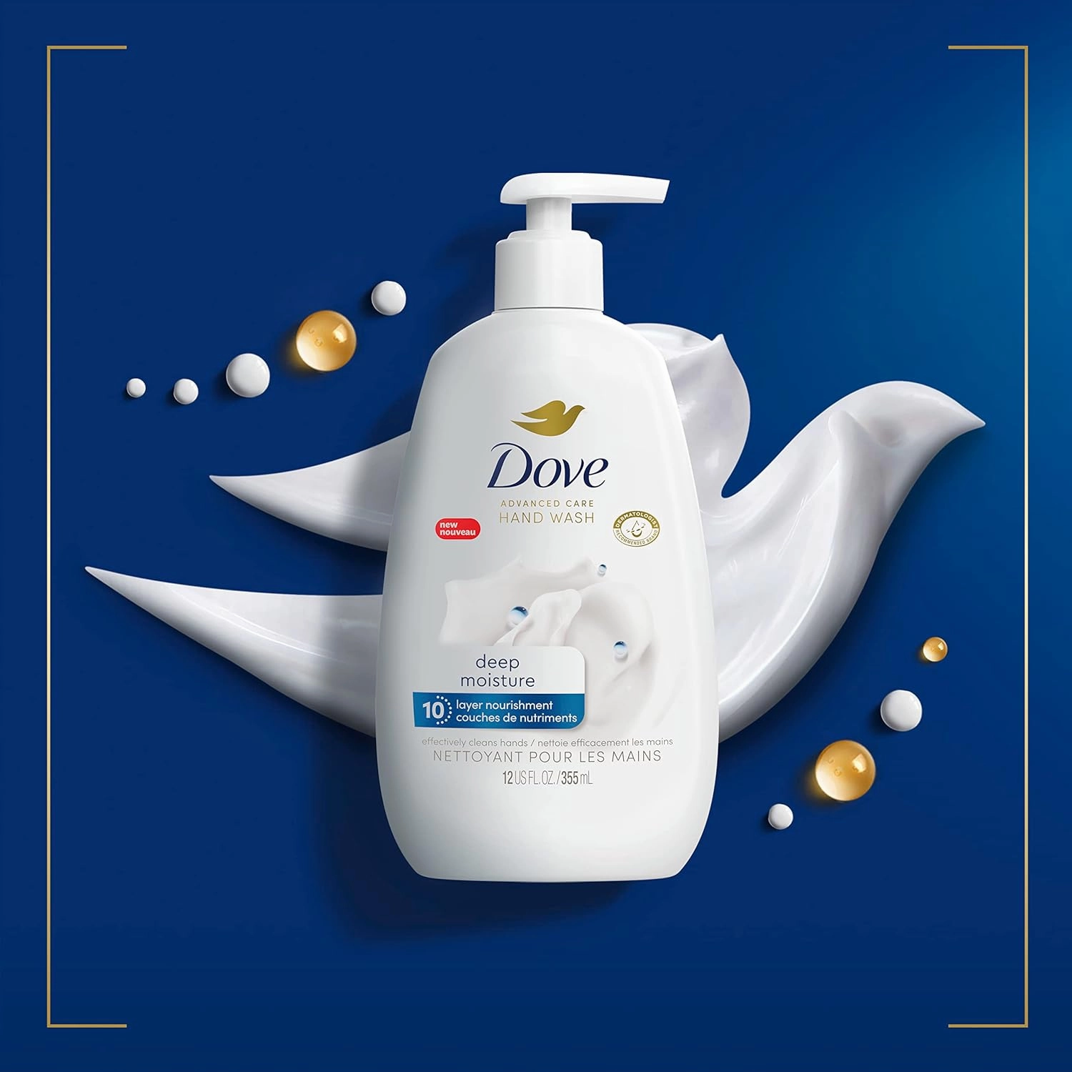 Dove Advanced Care Hand Wash Deep Moisture 4 Count for Soft, Smooth Skin, More Moisturizers than the Leading Ordinary Hand Soap, 12 oz