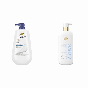 Dove Body Wash Bundle with Deep Moisture 30.6oz and Fragrance Free Ultra Sensitive 18.5oz