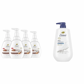 Dove Foaming Hand Wash Coconut & Almond Milk Pack of 4 Protects Skin from Dryness & Body Wash with Pump Deep Moisture For Dry Skin Moisturizing Skin Cleanser