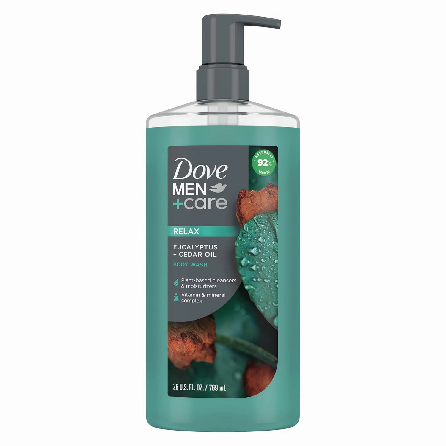 DOVE MEN   CARE Deep Clean Bar Soap and Eucalyptus   Cedar Oil Body Wash Bundle, 8 Pack 3.75oz Bar Soap and 26oz Body Wash