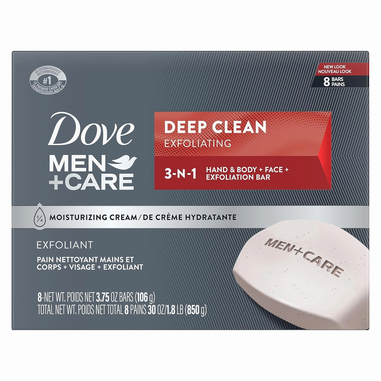 DOVE MEN   CARE Deep Clean Bar Soap and Eucalyptus   Cedar Oil Body Wash Bundle, 8 Pack 3.75oz Bar Soap and 26oz Body Wash
