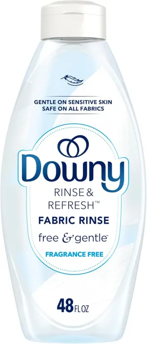 Downy Rinse & Refresh Free & Gentle Laundry Odor Remover and Fabric Softener, Fragrance Free, 48 fl oz, No Dyes or Heavy Perfumes
