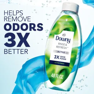 Downy RINSE & REFRESH Laundry Odor Remover and Fabric Softener for Activewear, Active Fresh Scent, 48 oz (Pack of 2)