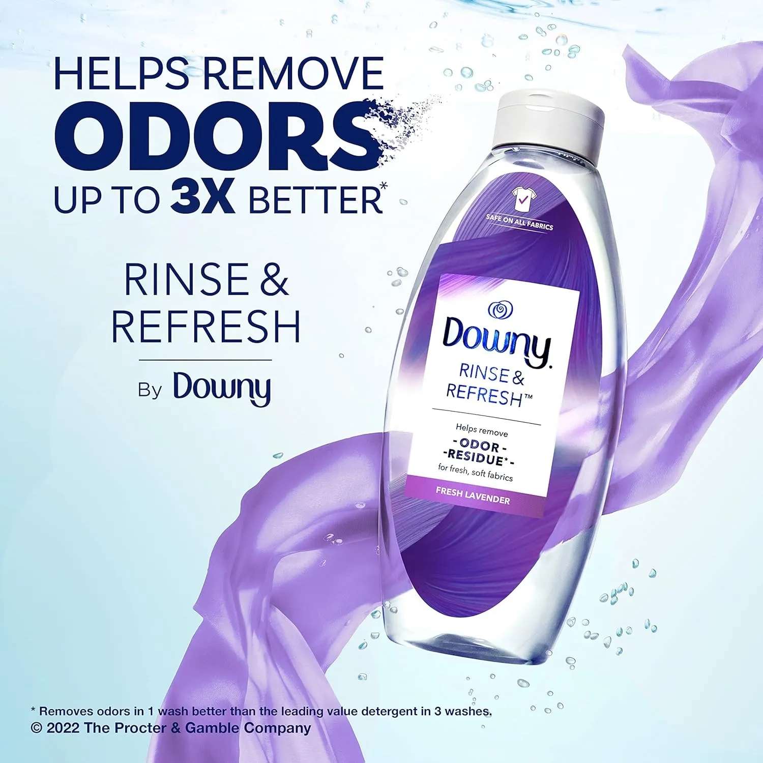 Downy RINSE & REFRESH Laundry Odor Remover and Fabric Softener, Safe on ALL Fabrics, Gentle on Skin, HE Compatible, Fresh Lavender, 48 fl oz (192 fl oz total)