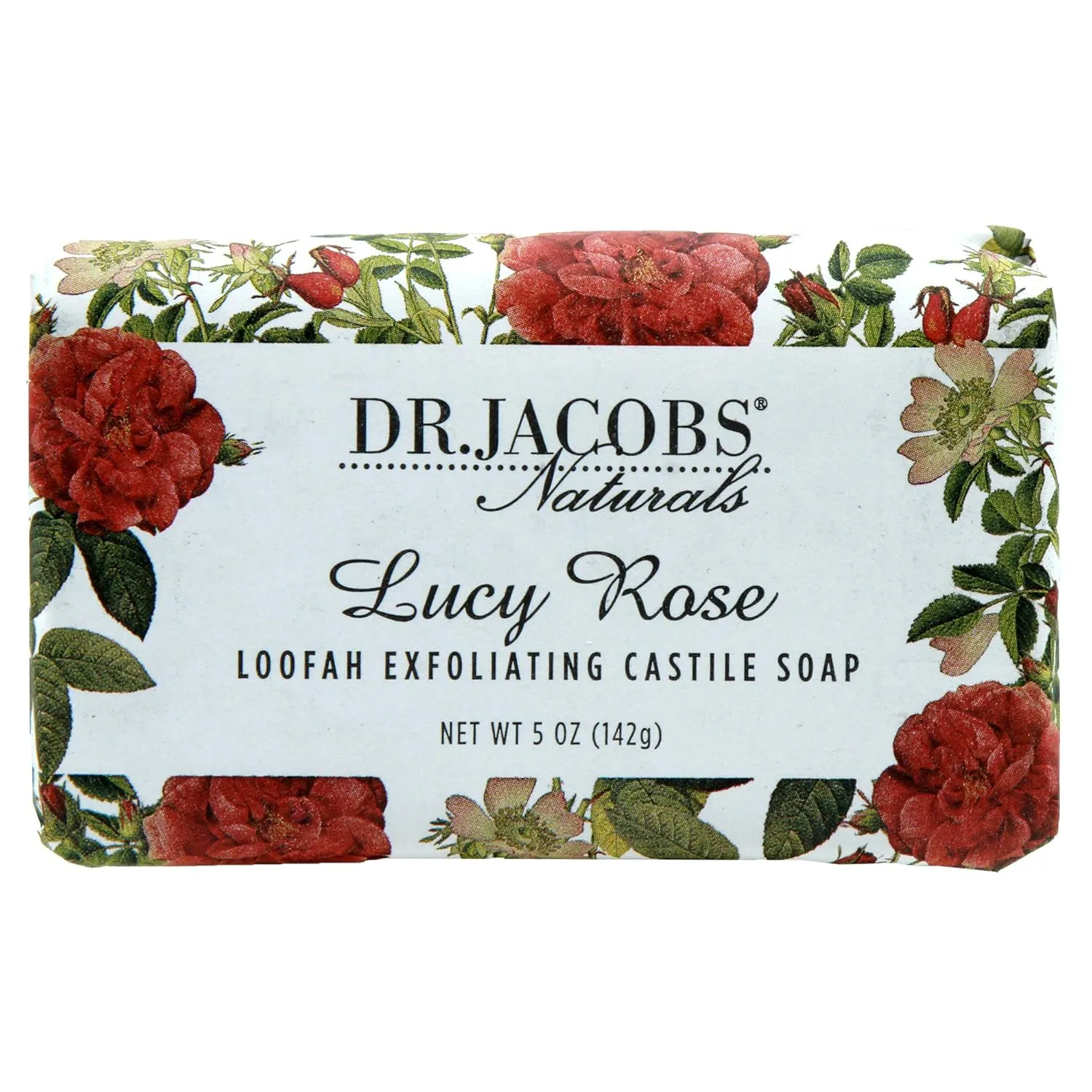 Dr Jacobs Naturals, Triple Milled Loofah Exfoliating Castile Bar Soap (Pack of 2) - Free of Parabens, Sulfates, Synthetics, Gltuen and GMO (Muddy Charcoal/Lucy Rose)