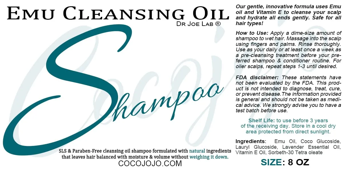 Dr Joe Lab Emu Facial Deep Cleansing Oil - Gentle Skin Cleanser for all Skin Types, Soft & Smooth Skin Everyday Water-free Gentle Cleansing Oil Based Shampoo (8 oz)