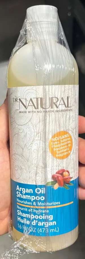 Dr. Natural Argan Oil Shampoo, 16 oz - Hydrating Shampoo for Dry Hair - Promotes Hair Growth, Prevents Breakage and Scalp Health - No Synthetic Fragrances or Dyes - Suitable for All Hair Types