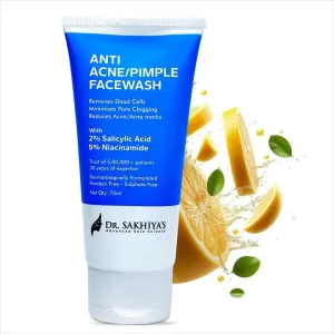 DR-SAKHAY'S Anti Acne/Pimple Face Cleanser - With 2% Salicylic Acid And 5% Niacinamide –70ml(Pack Of 1) / Anti-Acne Cleanser For Face/Paraben & Fragrance-Free