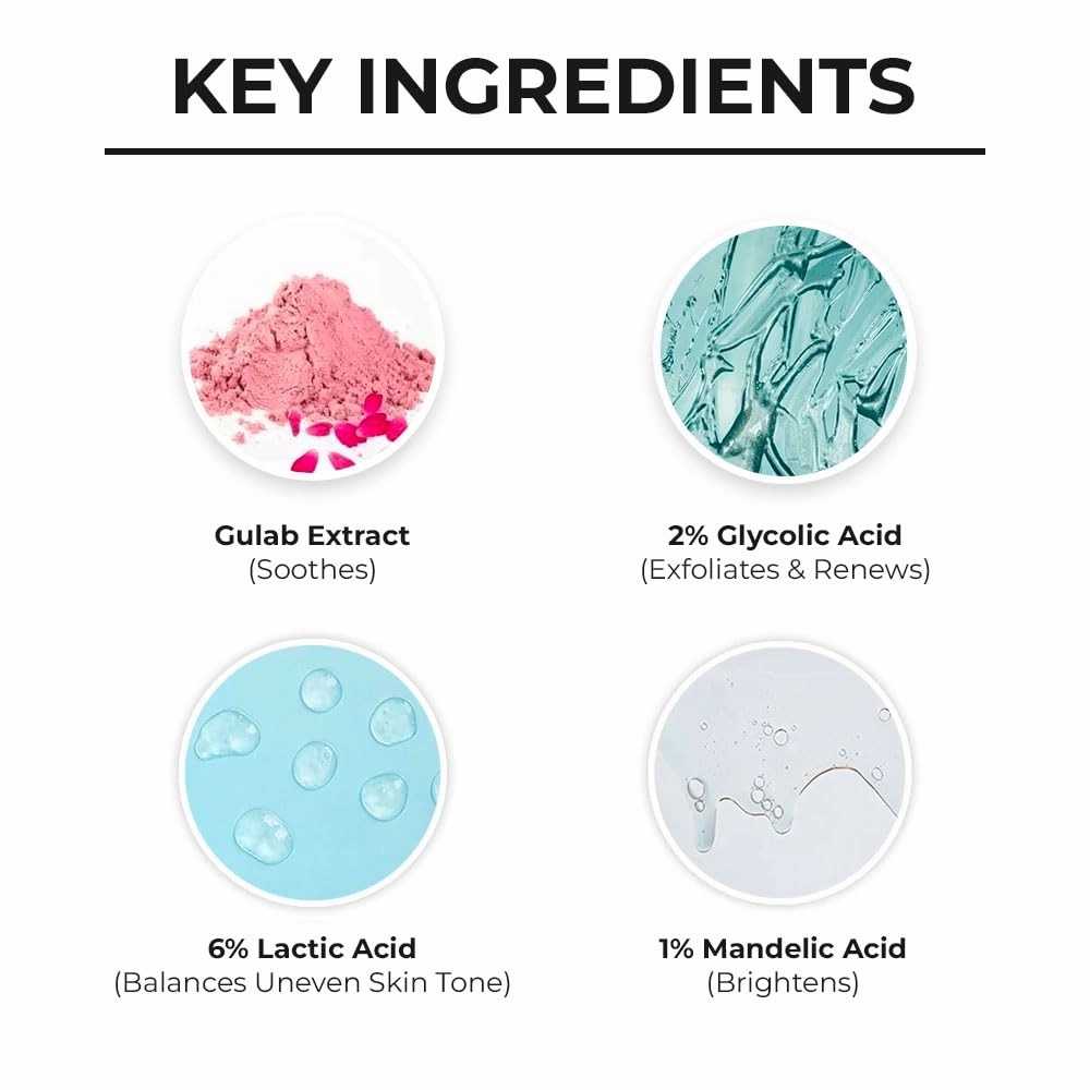 Dr. Sheth's 5% Gulab & 5% Glycolic Acid Exfoliating brightening Face Mask with Kaolin Clay for skin detoxifying & spotless skin | For Dull and dry Skin | For men and women- 50g