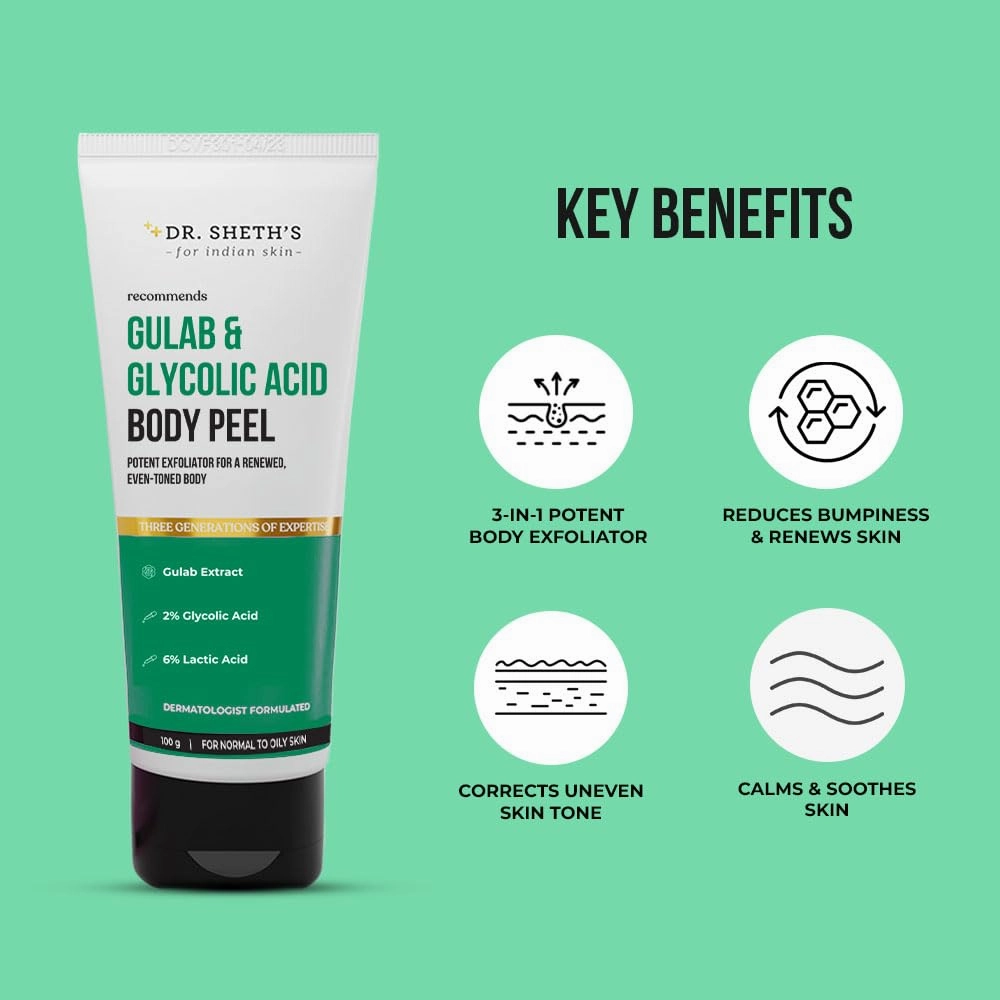 Dr. Sheth's 5% Gulab & 5% Glycolic Acid Exfoliating brightening Face Mask with Kaolin Clay for skin detoxifying & spotless skin | For Dull and dry Skin | For men and women- 50g