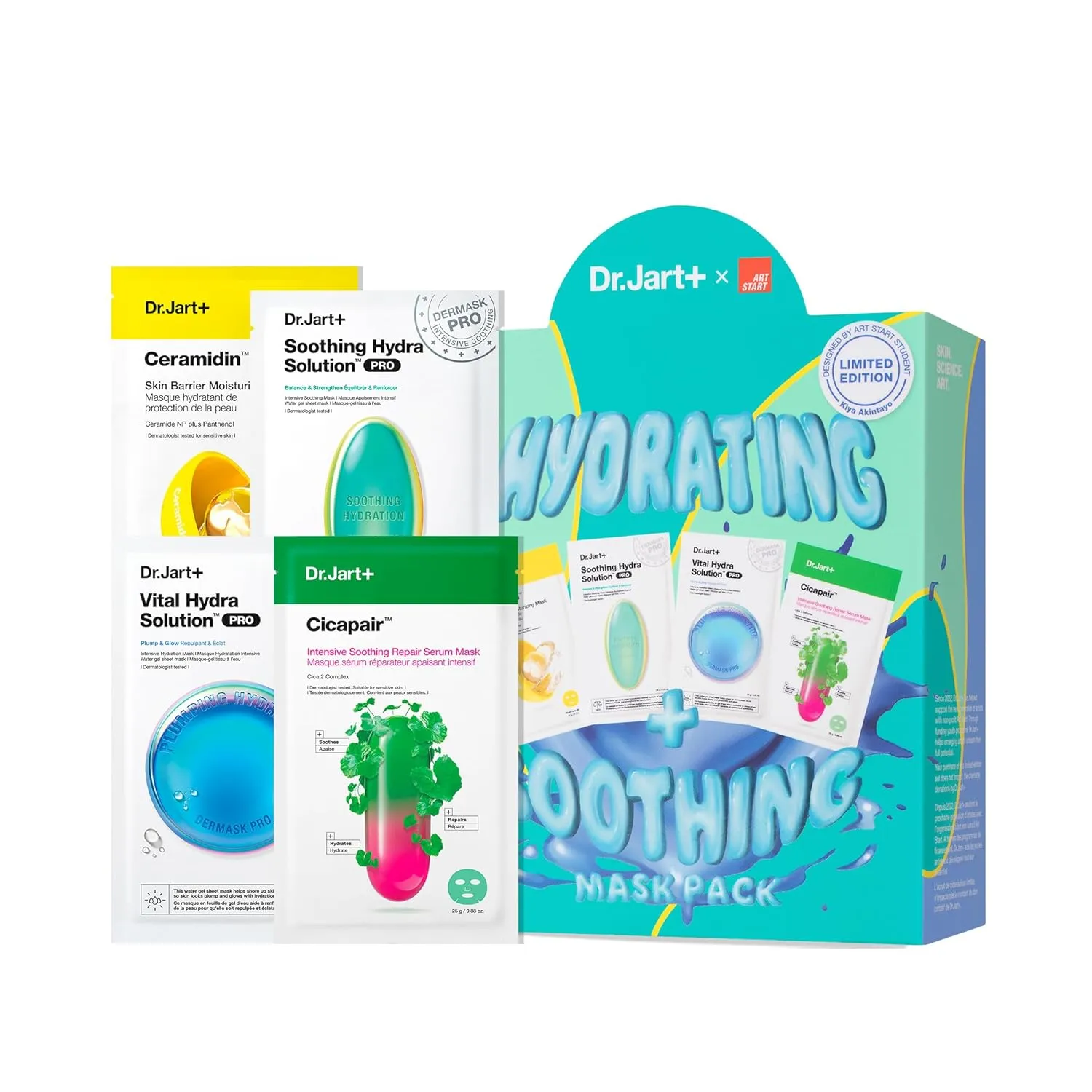 Dr.Jart  Art Start Hydrating and Soothing Face Mask Value Set | 4 Korean Face Masks | Korean Skin Care Set