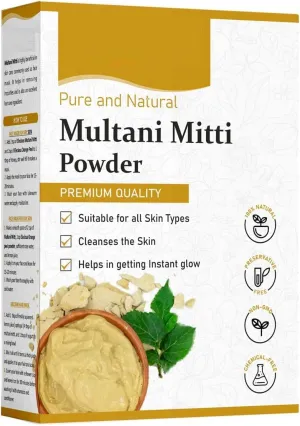 DT 100% Natural Multani Mitti Powder for Exfoliating, Soothing, Nourishing, Smoothening Face, Skin and Hair Fuller's Earth, Bentonite Clay (200 Grams)
