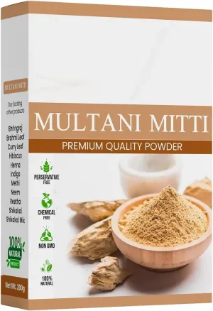 DURJA 100% Pure Multani Mitti Powder for Face Pack (200g) For Exfoliating Soothing Nourishing Face, Skin & Hair| Indian Healing Clay/Calcium Bentonite Clay/Fuller's Earth/Body Mask...'
