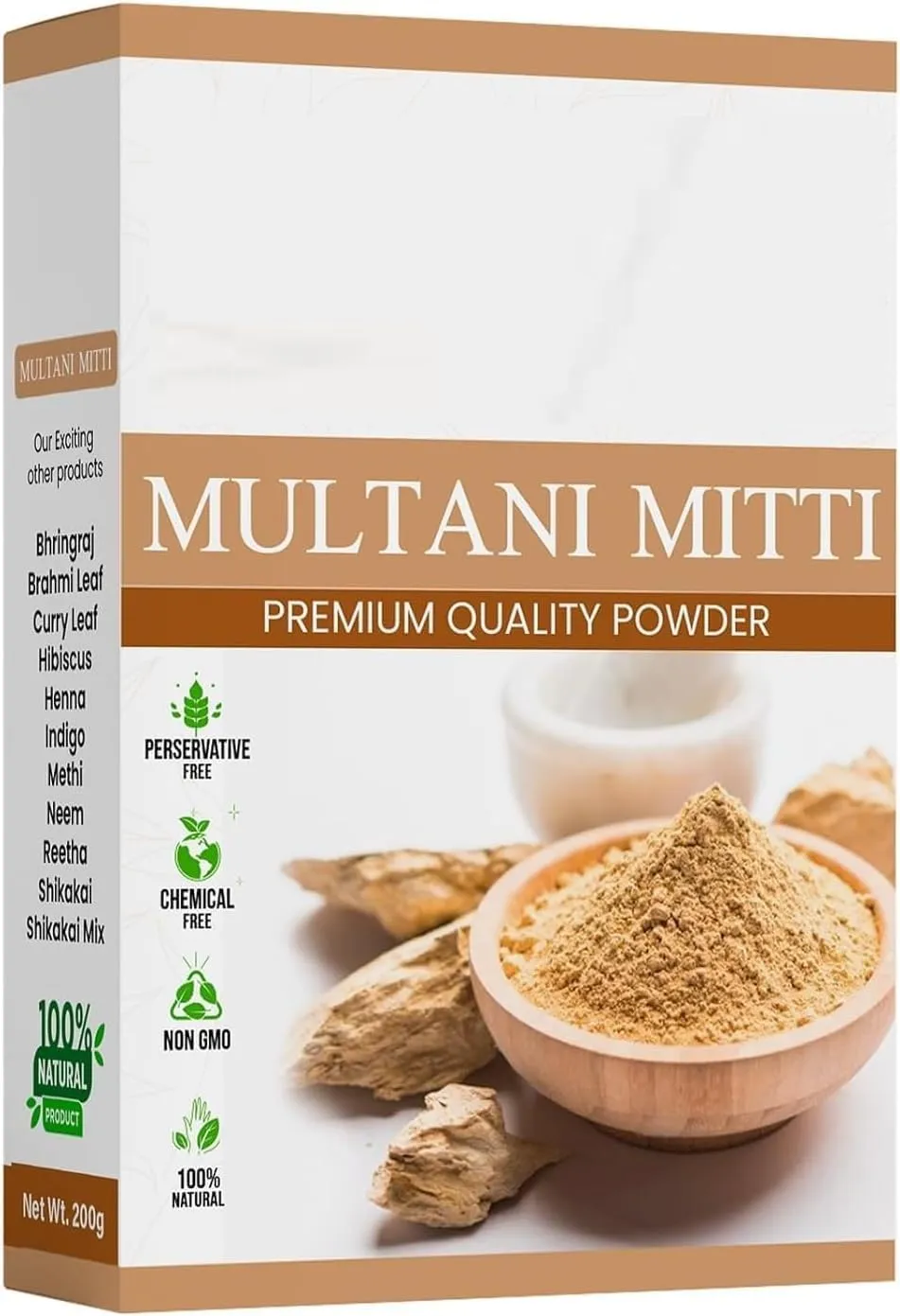 DURJA 100% Pure Multani Mitti Powder for Face Pack (200g) For Exfoliating Soothing Nourishing Face, Skin & Hair| Indian Healing Clay/Calcium Bentonite Clay/Fuller's Earth/Body Mask...'