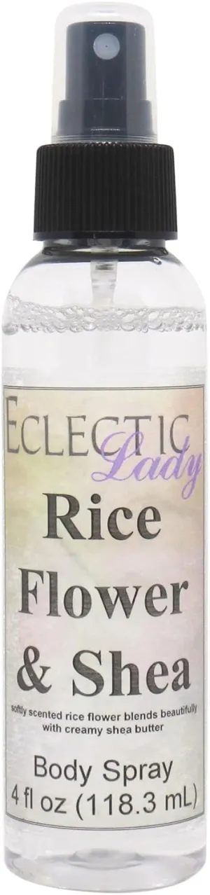 Eclectic Lady Rice Flower and Shea Body Spray, Double Strength, 16 ounces, Body Mist for Women with Clean, Light & Gentle Fragrance, Cologne with Soft, Subtle Aroma For Daily Use