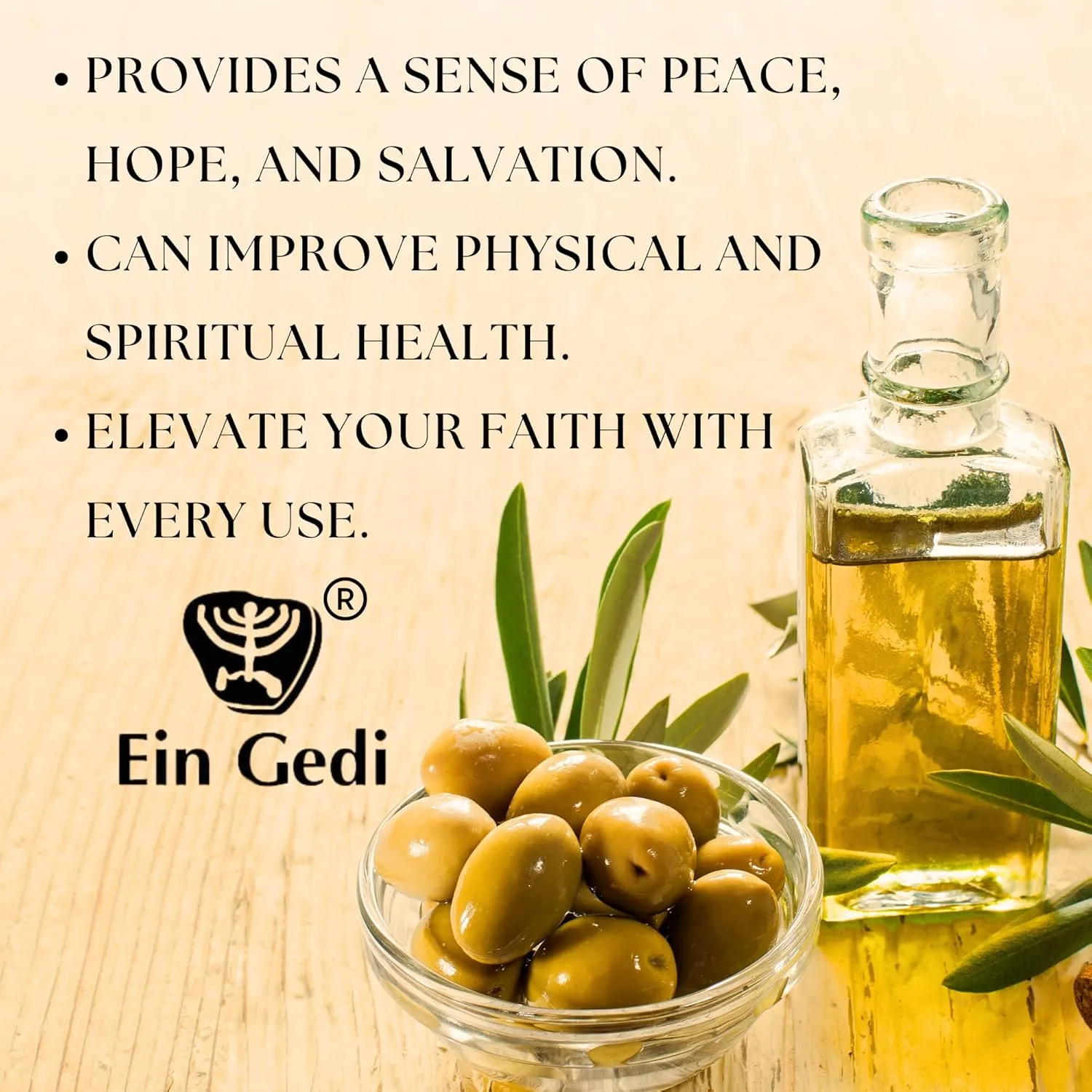 EIN GEDI Hyssop Anointing Oil, Made in Holy Land (250ml - 8.5 Oz) Traditional Blend Anointing Oil for Prayers and Blessings. (250, Hyssop Purification)