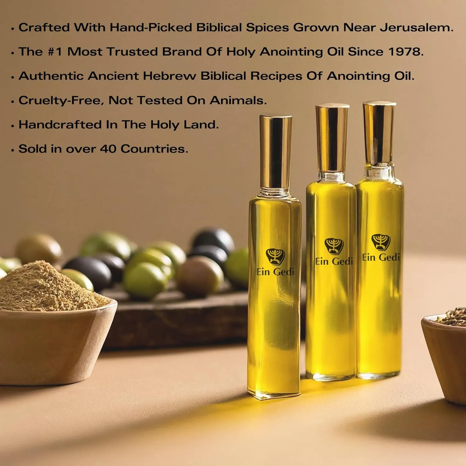 EIN GEDI Hyssop Anointing Oil, Made in Holy Land (250ml - 8.5 Oz) Traditional Blend Anointing Oil for Prayers and Blessings. (250, Hyssop Purification)