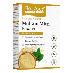 Ele;cious 100% Natural Multani Mitti powder for Exfoliating, Soothing, Nourishing, Smoothening Face, Skin and Hair Fuller's Earth, Bentonite Clay (200 Grams)